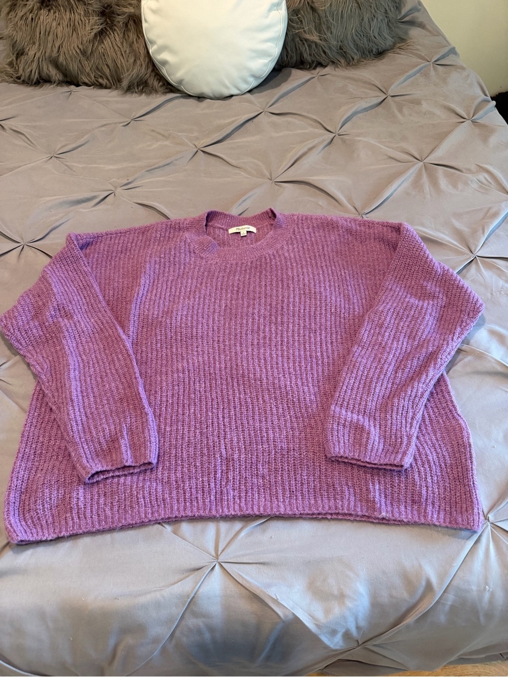 Cozy Lavender Knit Crewneck Sweater